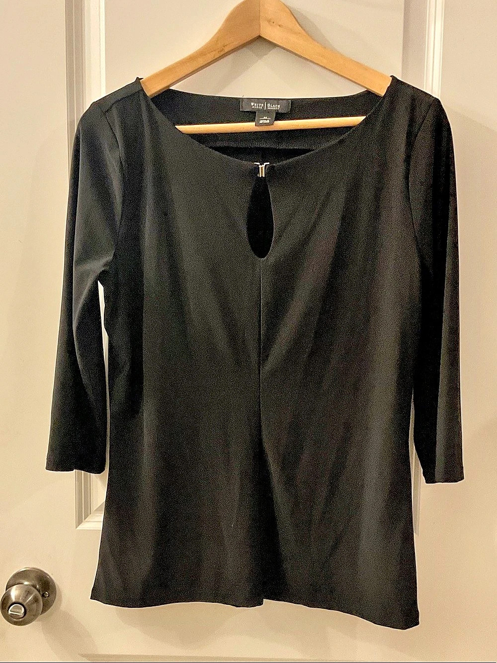 White House Black Market Black Long Sleeve Blouse Size Medium Like New